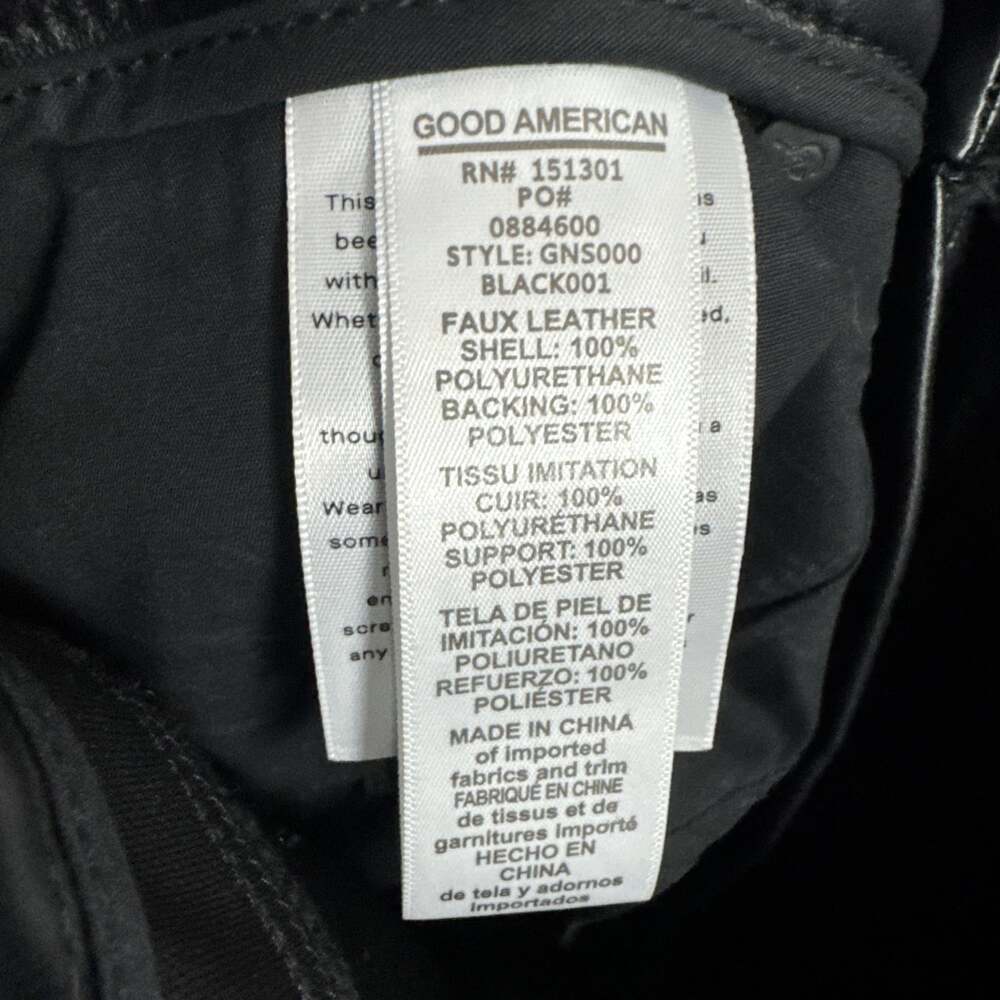 Good American Women’s Size 4/27 Black Faux Leather Icon Straight High Waisted - Picture 9 of 13